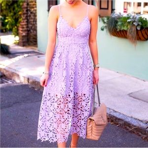 ASTR the Label orchid lavender crochet lace midi dress sleeveless a-line